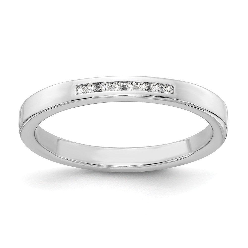Channel Set .08 Ctw Diamond 3mm Ring in Rhodium Plated Sterling Silver, Item R10600 by The Black Bow Jewelry Co.