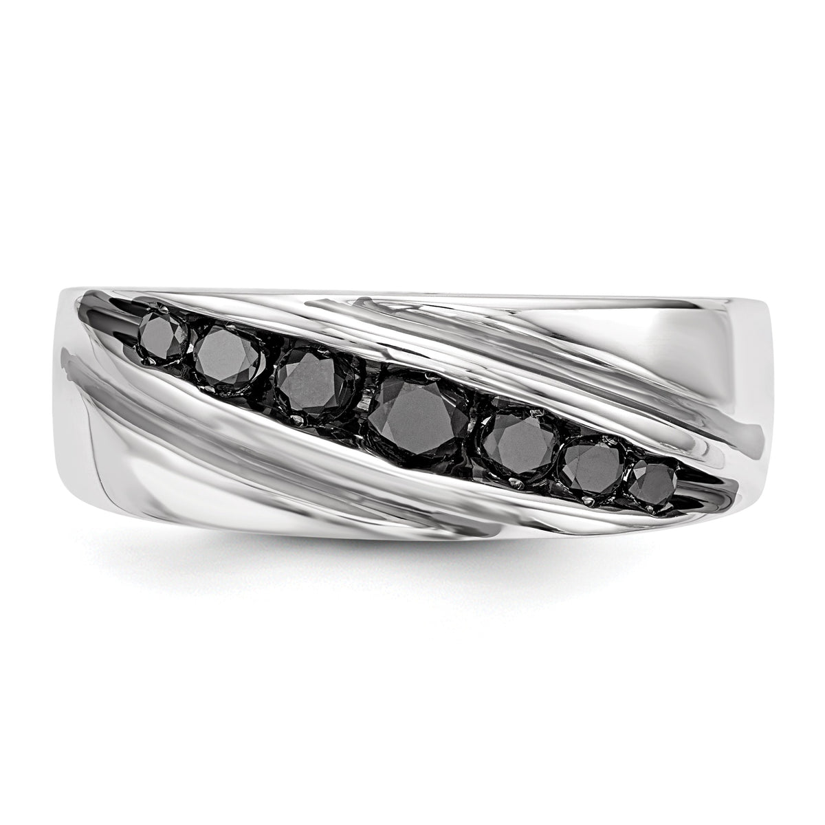 Alternate view of the Men&#39;s 1/2 Cttw Black Diamond Band in Rhodium Plated Sterling Silver by The Black Bow Jewelry Co.