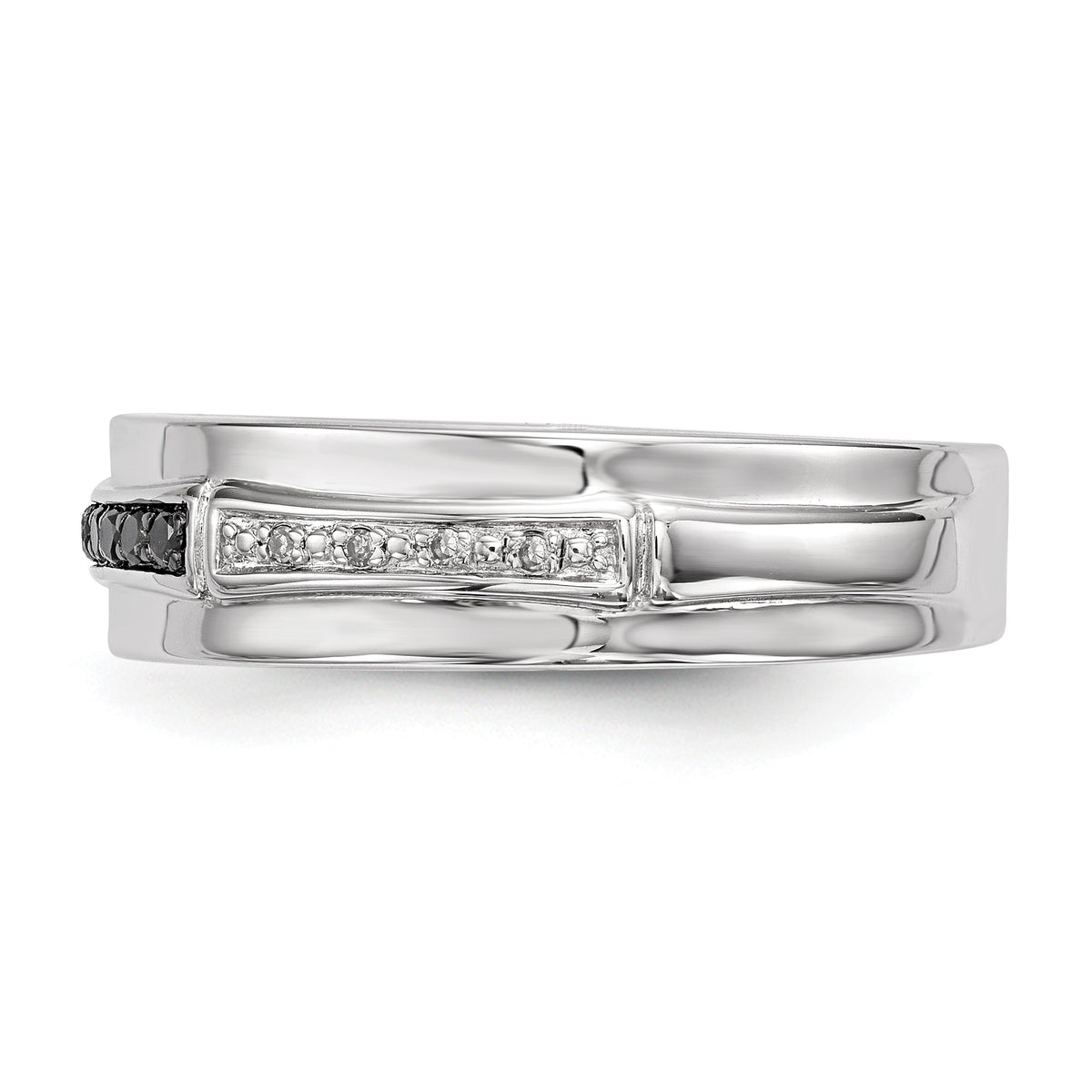 Alternate view of the Men&#39;s 1/8 Cttw Black &amp; White Diamond 6mm Band in Sterling Silver by The Black Bow Jewelry Co.