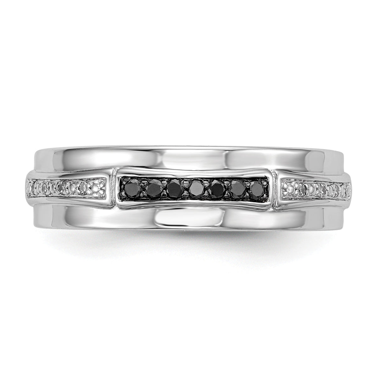 Alternate view of the Men&#39;s 1/8 Cttw Black &amp; White Diamond 6mm Band in Sterling Silver by The Black Bow Jewelry Co.