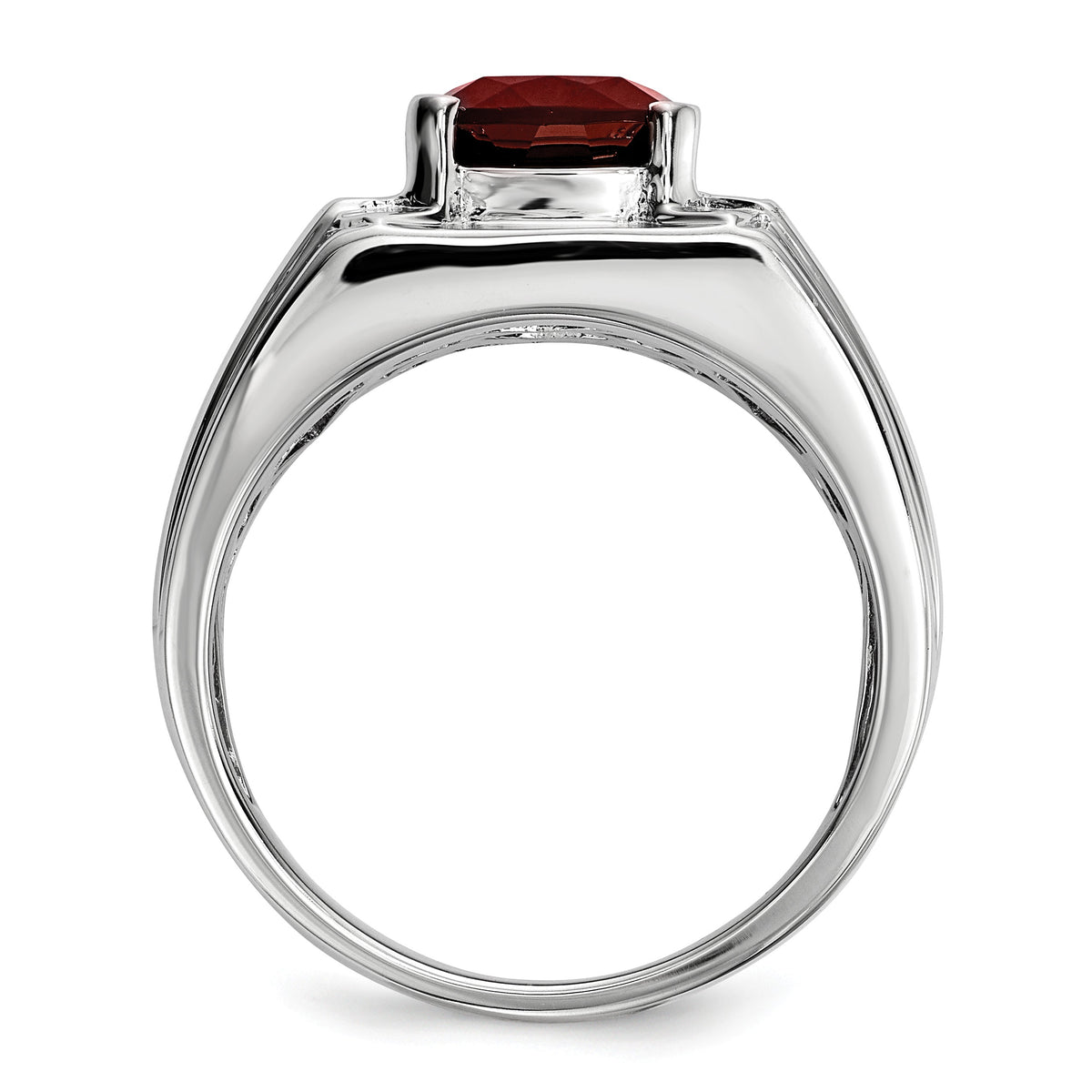 Alternate view of the Cushion Cut Garnet &amp; Diamond Tapered Ring in Sterling Silver by The Black Bow Jewelry Co.