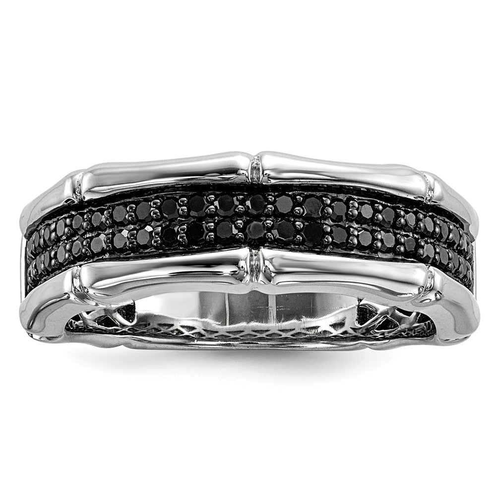 3/8 Cttw Black Diamond 7mm Men's Band in Sterling Silver, Item R10619 by The Black Bow Jewelry Co.