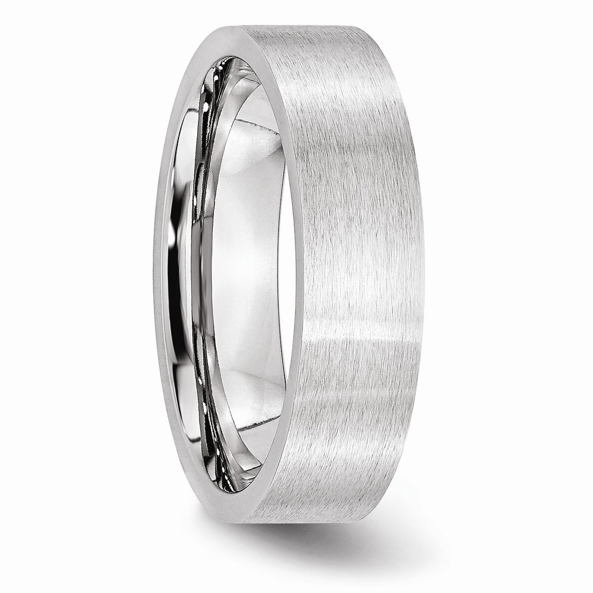 Alternate view of the 6mm Cobalt Satin Flat Comfort Fit Band by The Black Bow Jewelry Co.
