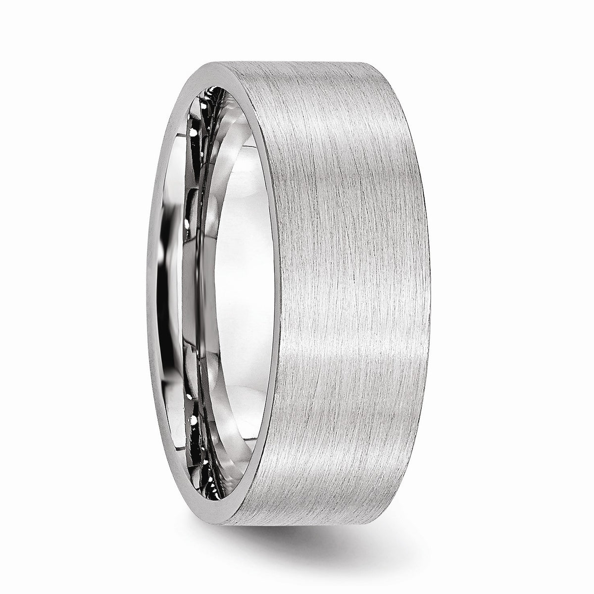 Alternate view of the 8mm Cobalt Satin Flat Comfort Fit Band by The Black Bow Jewelry Co.