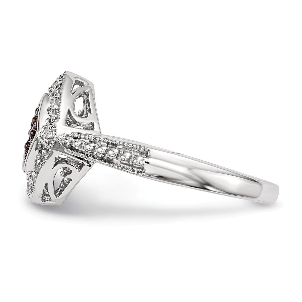 Alternate view of the 1/4 Ctw Champagne &amp; White Diamond 12mm Rhombus Ring in Sterling Silver by The Black Bow Jewelry Co.