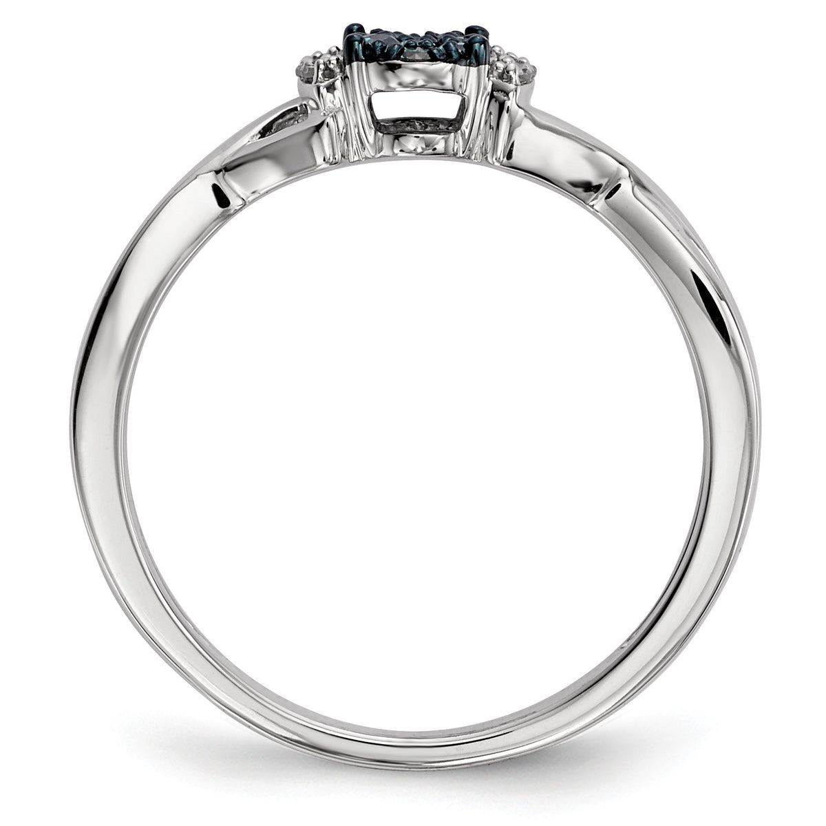 Alternate view of the 1/10 Ctw Blue &amp; White Diamond Small Oval Ring in Sterling Silver by The Black Bow Jewelry Co.