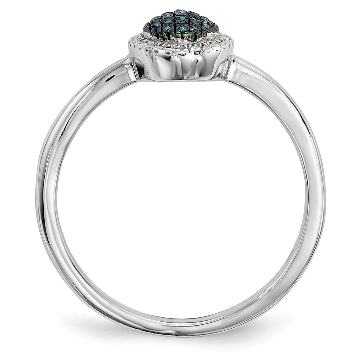 Alternate view of the 1/20 Ctw Blue &amp; White Diamond Oval Ring in Sterling Silver by The Black Bow Jewelry Co.