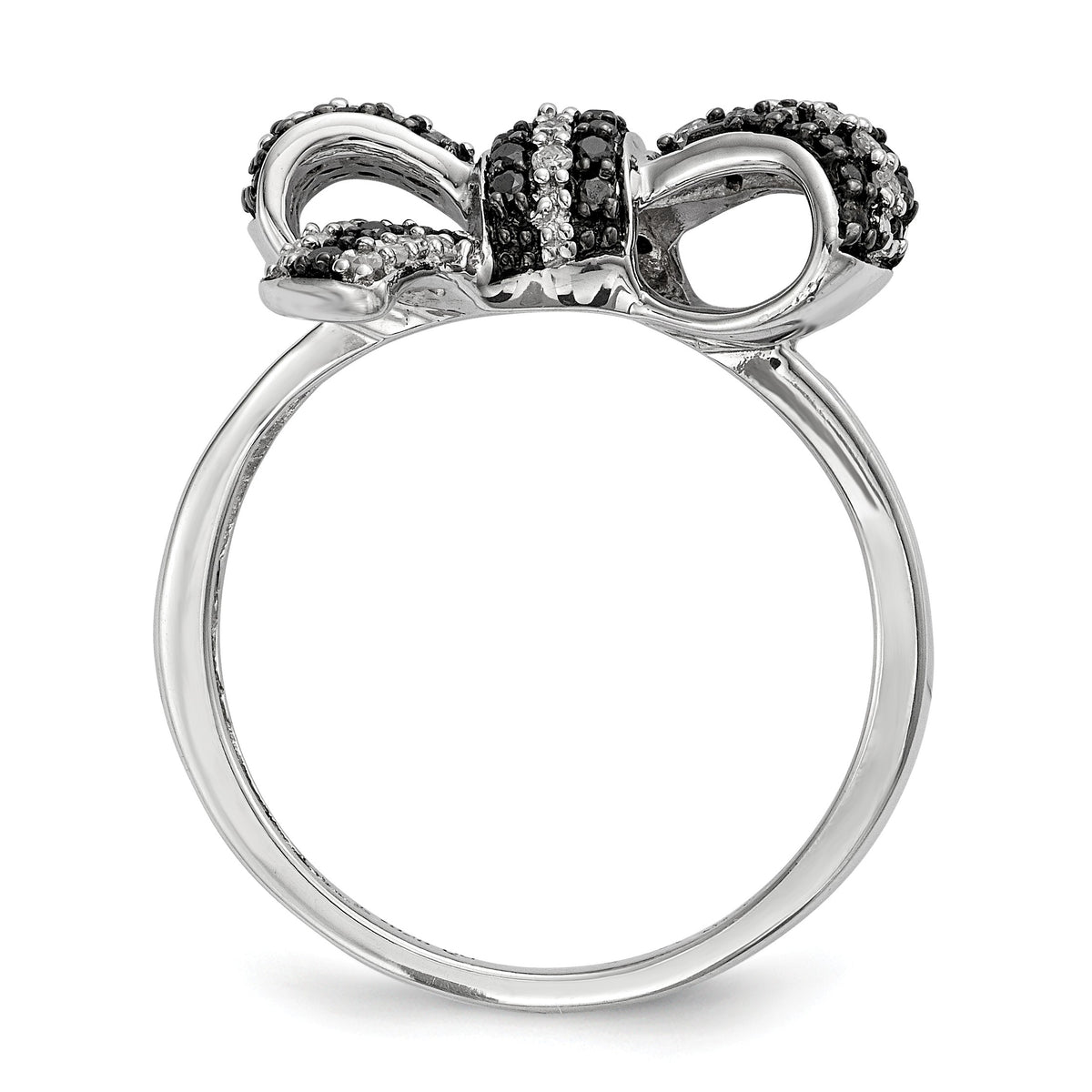Alternate view of the 1/3 Ctw Black &amp; White Diamond Bow Ring in Sterling Silver by The Black Bow Jewelry Co.