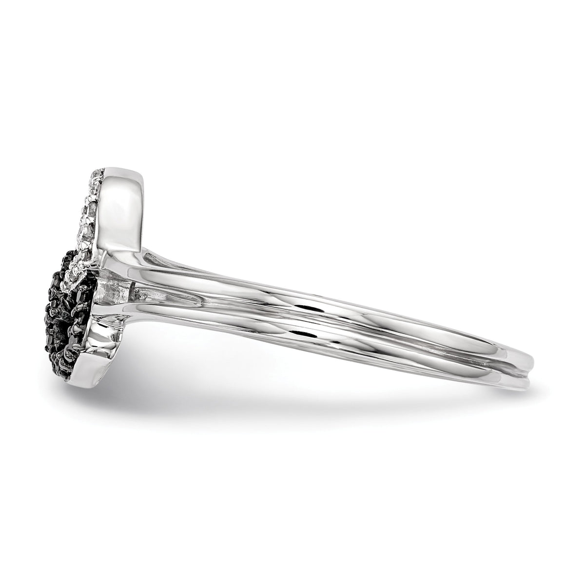 Alternate view of the 1/10 Cttw Black &amp; White Diamond Double Heart Sterling Silver Ring by The Black Bow Jewelry Co.