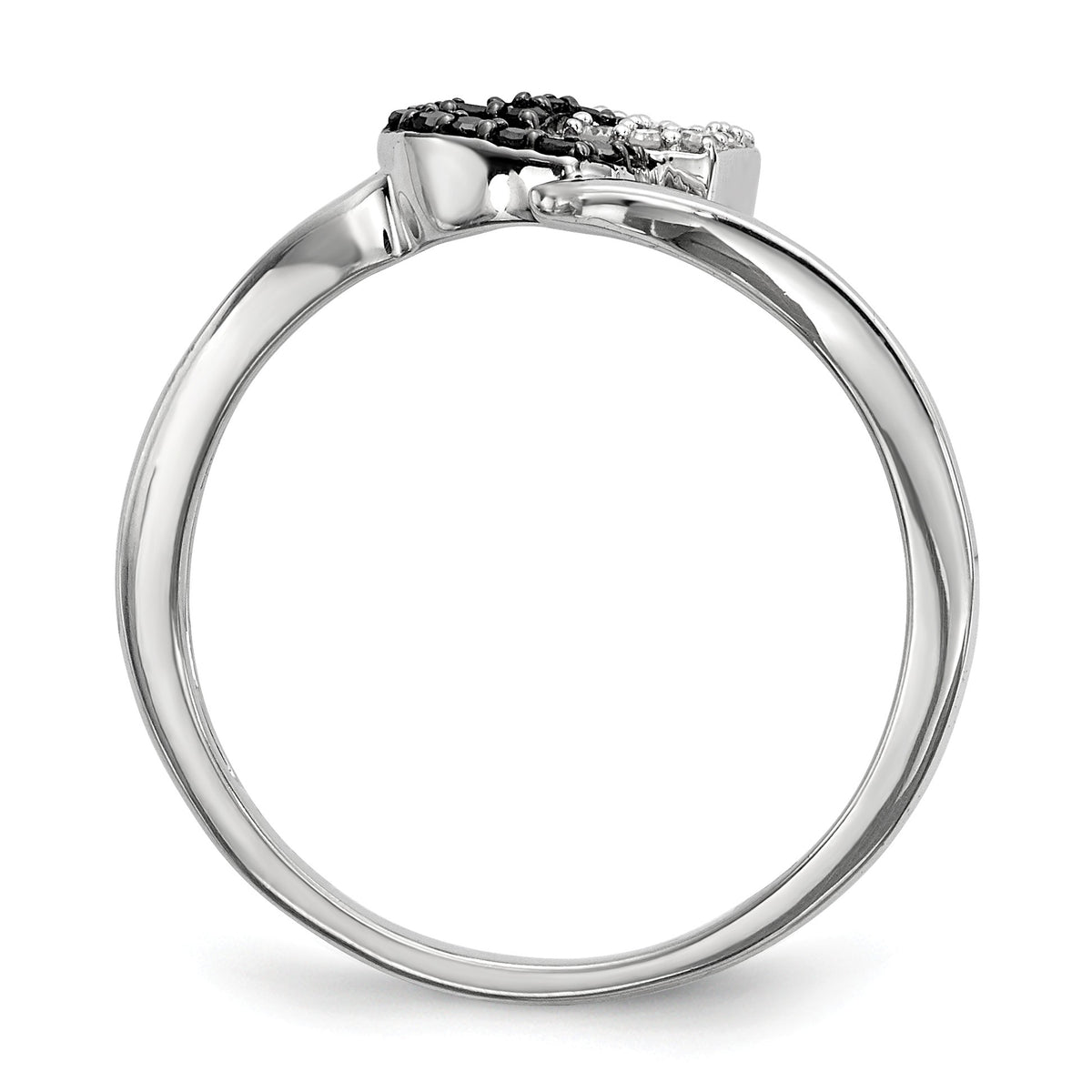 Alternate view of the 1/10 Ctw White &amp; Black Diamond Double Heart Ring in Sterling Silver by The Black Bow Jewelry Co.
