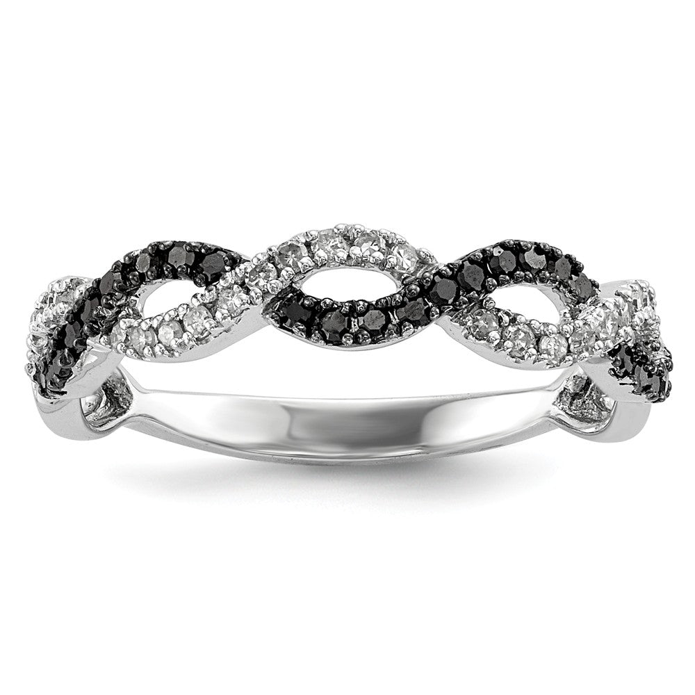 1/3 Ctw Black &amp; White Diamond Twisted Ring in Sterling Silver, Item R10837 by The Black Bow Jewelry Co.