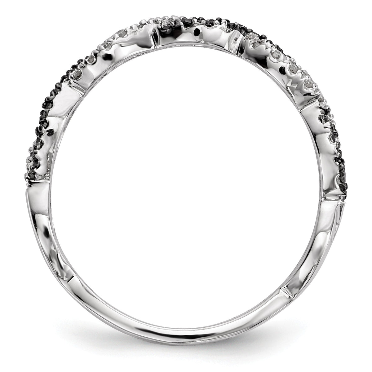 Alternate view of the 1/3 Ctw Black &amp; White Diamond Twisted Ring in Sterling Silver by The Black Bow Jewelry Co.