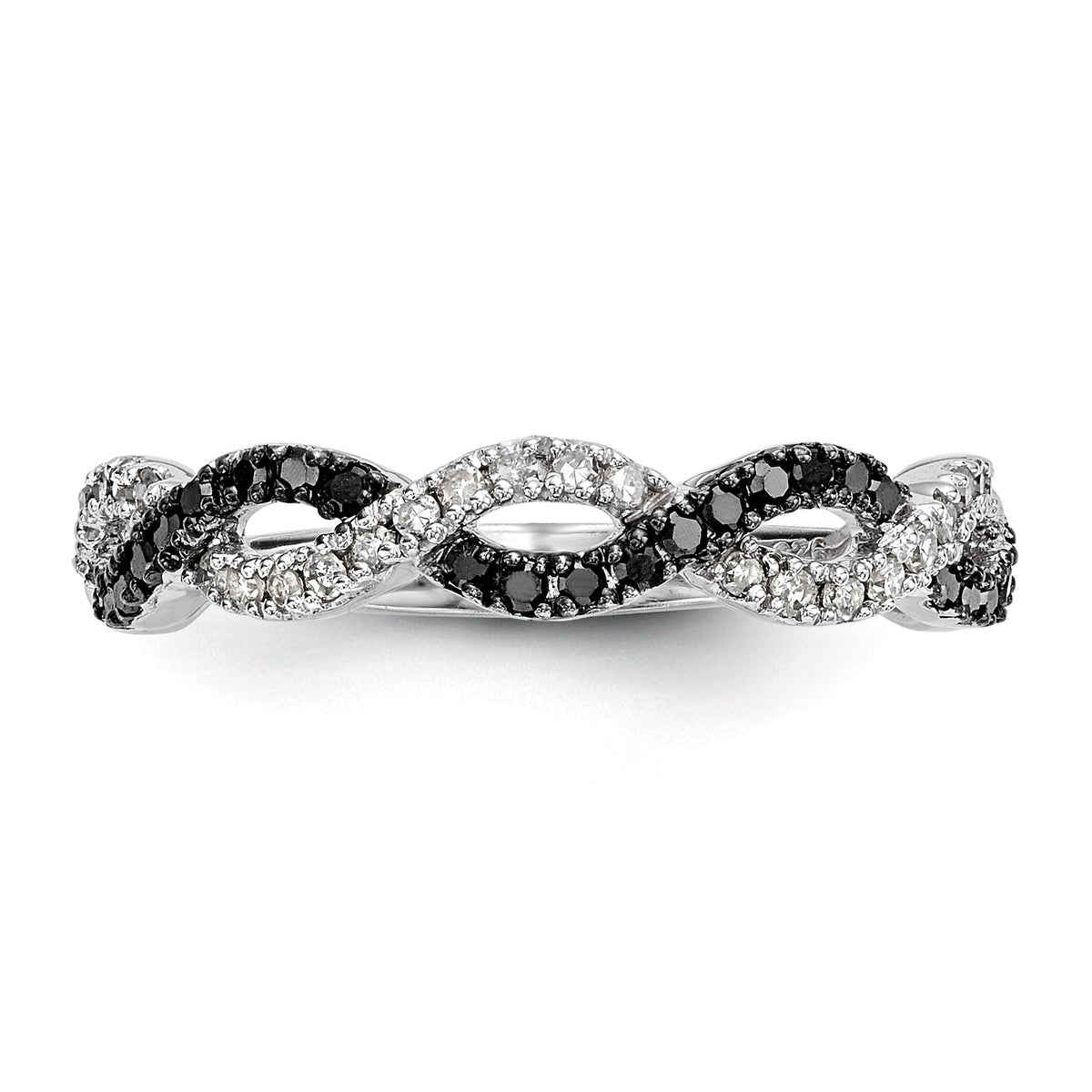 Alternate view of the 1/3 Ctw Black &amp; White Diamond Twisted Ring in Sterling Silver by The Black Bow Jewelry Co.
