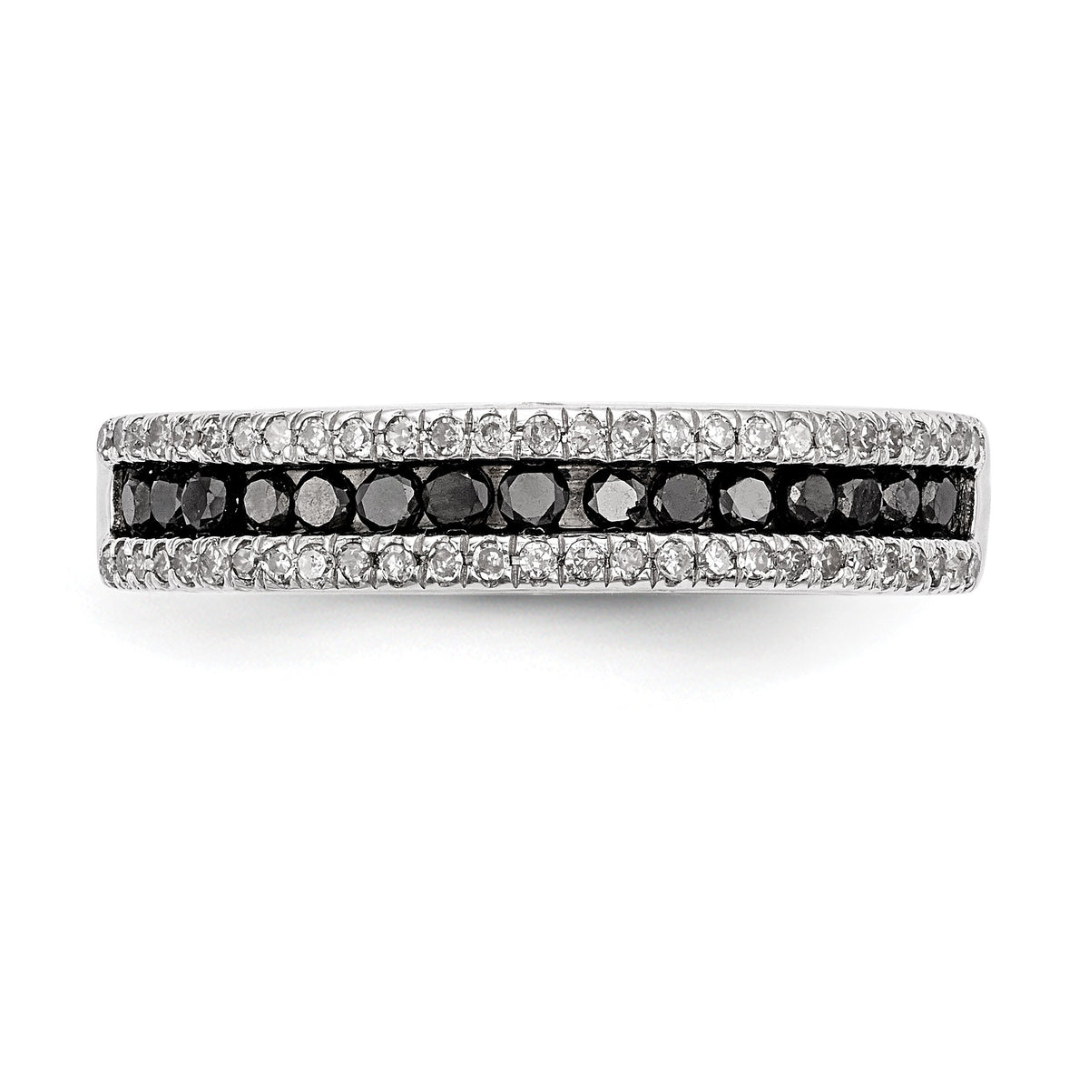 Alternate view of the 1/2 Ctw Black &amp; White Diamond 4mm Tapered Sterling Silver Ring by The Black Bow Jewelry Co.
