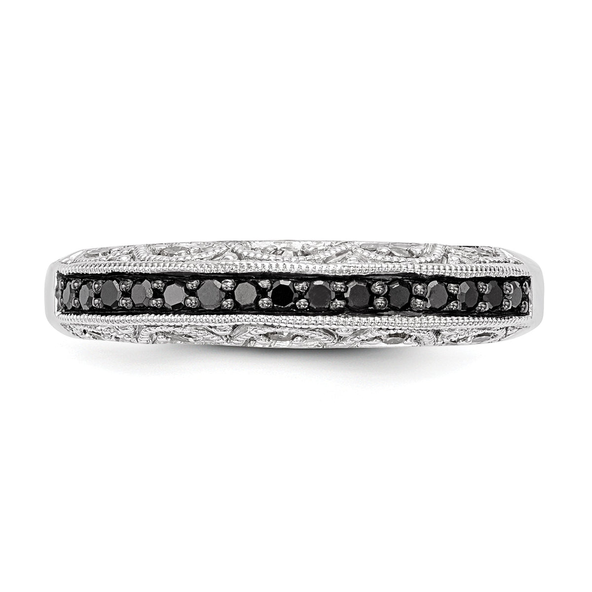 Alternate view of the 1/4 Ctw Black Diamond 3mm Tapered Ring in Sterling Silver by The Black Bow Jewelry Co.
