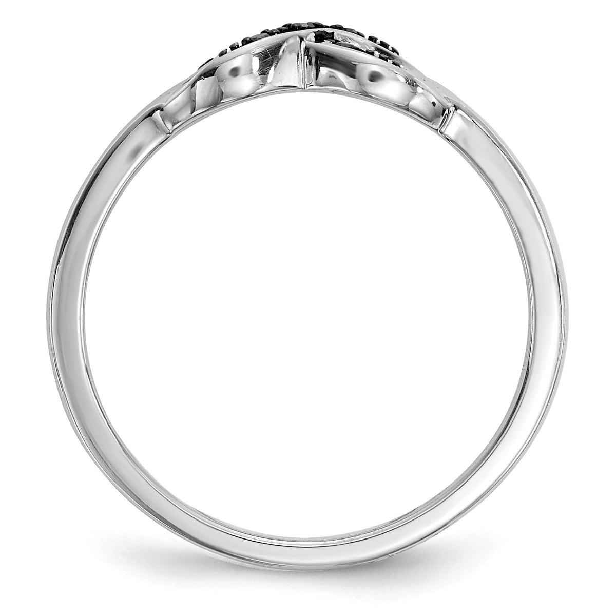 Alternate view of the 1/20 Ctw Black &amp; White Diamond X Ring in Sterling Silver by The Black Bow Jewelry Co.
