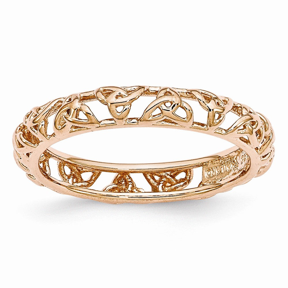 Rose Gold Tone Plated Sterling Silver Stackable 3.5mm Celtic Knot Band, Item R10898 by The Black Bow Jewelry Co.