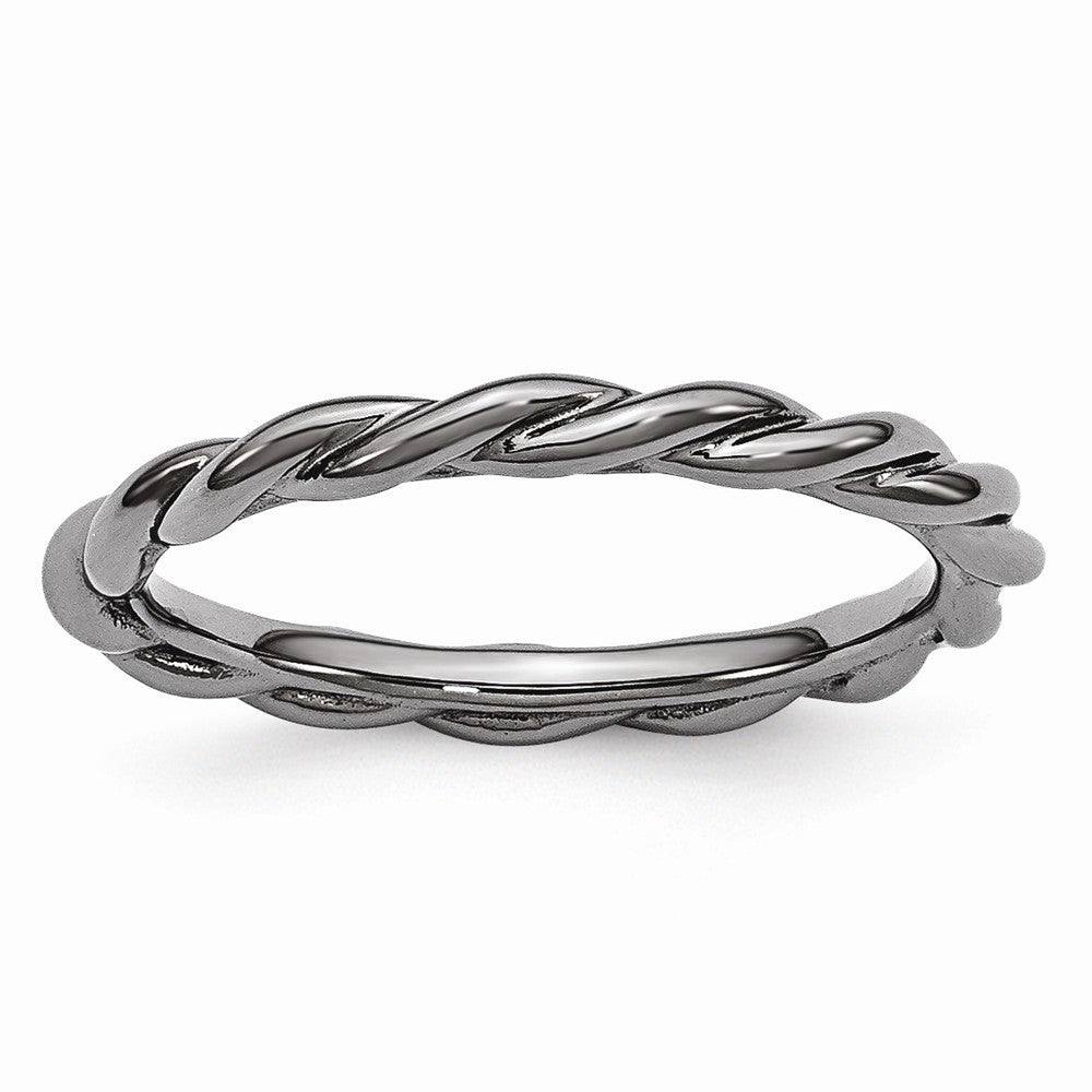 2.25mm Black Plated Sterling Silver Stackable Expressions Twist Band, Item R10900 by The Black Bow Jewelry Co.