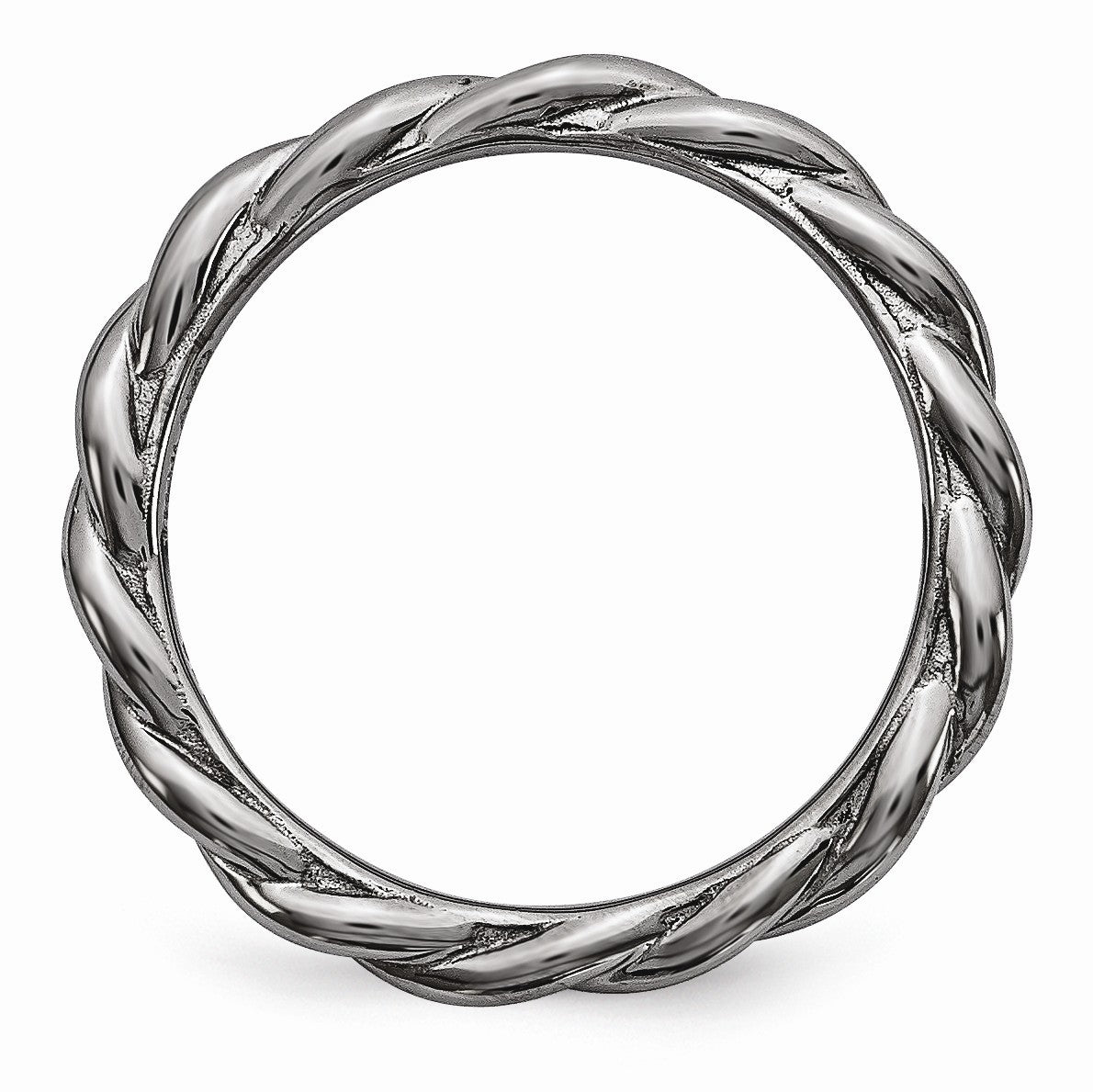 Alternate view of the 2.25mm Black Plated Sterling Silver Stackable Expressions Twist Band by The Black Bow Jewelry Co.