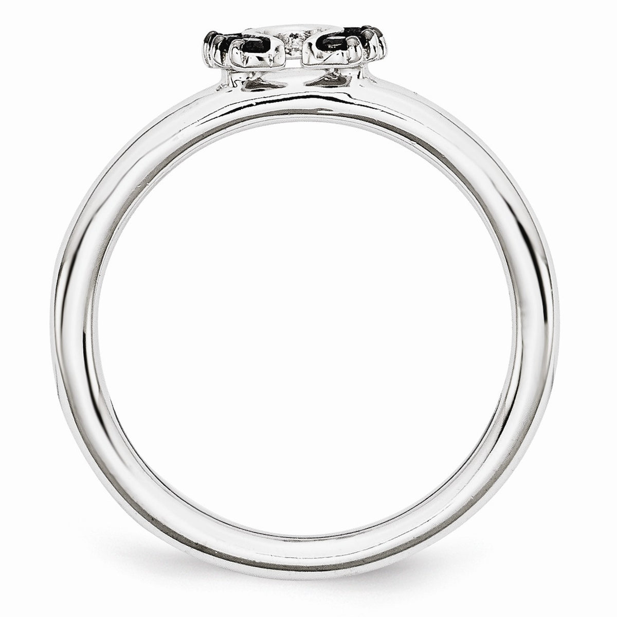 Alternate view of the Rhodium Sterling Silver .11 Ctw Black Diamond 7mm Horseshoe Stack Ring by The Black Bow Jewelry Co.