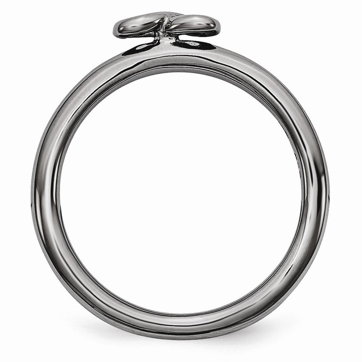 Alternate view of the Black Plated Sterling Silver Stackable 2.5mm Infinity Symbol Ring by The Black Bow Jewelry Co.