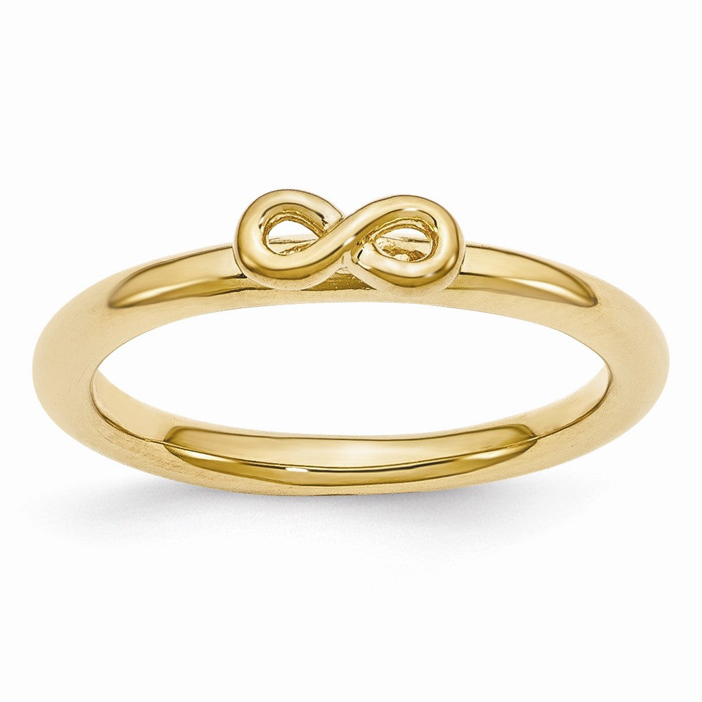 Gold Tone Sterling Silver Stackable 2.5mm Infinity Symbol Ring, Item R10930 by The Black Bow Jewelry Co.
