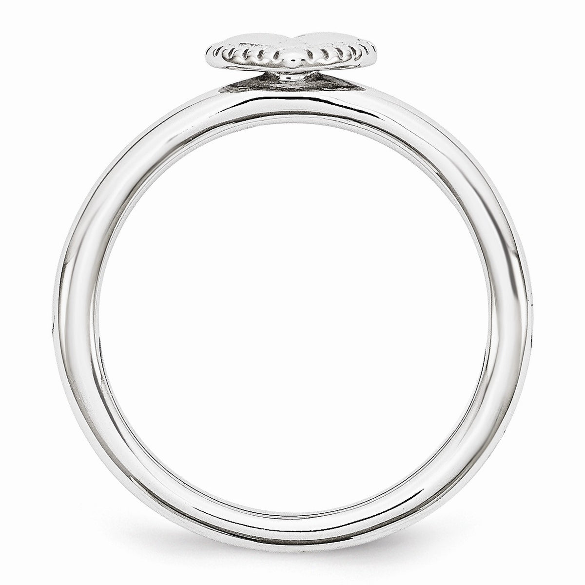 Alternate view of the Rhodium Plated Sterling Silver Stackable 7mm Heart Padlock Ring by The Black Bow Jewelry Co.
