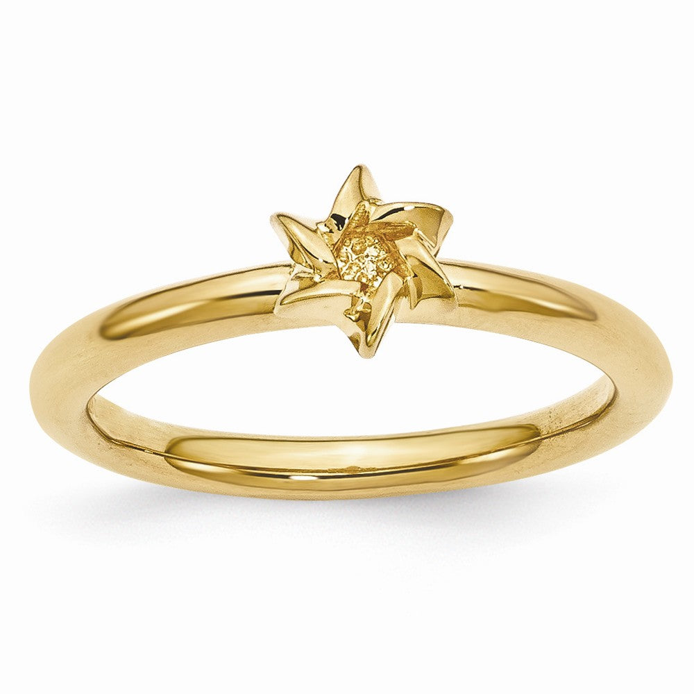 Gold Tone Sterling Silver Stackable 7mm Star of David Ring, Item R10951 by The Black Bow Jewelry Co.
