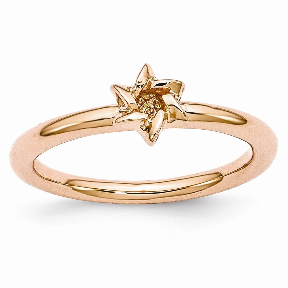 Rose Gold Tone Sterling Silver Stackable 7mm Star of David Ring, Item R10952 by The Black Bow Jewelry Co.