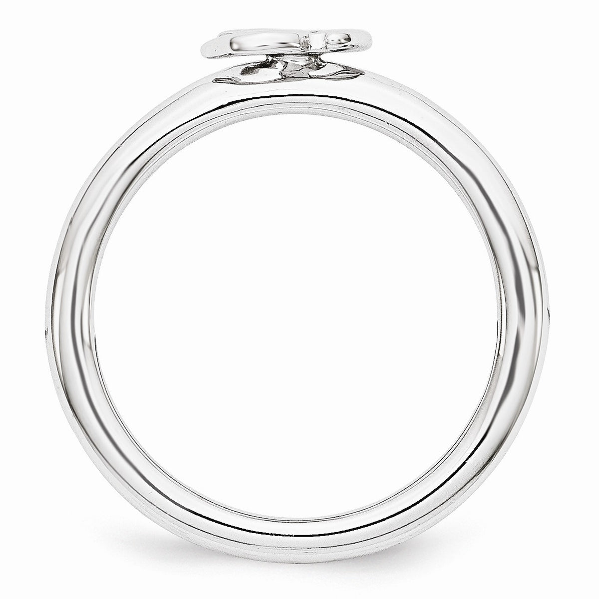 Alternate view of the Rhodium Plated Sterling Silver Stackable 7mm Ohm Symbol Ring by The Black Bow Jewelry Co.