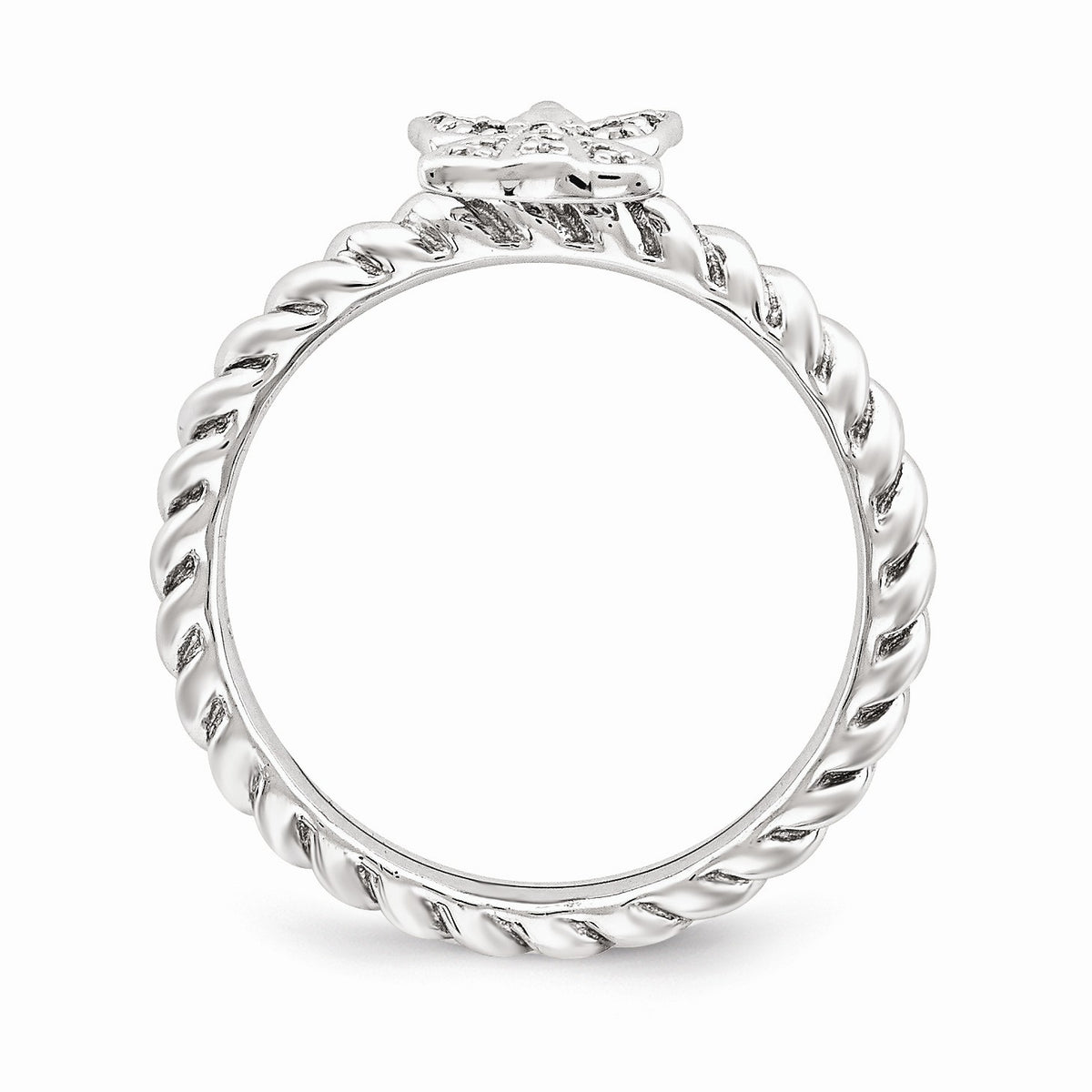 Alternate view of the Sterling Silver Stackable .035ctw I3 H-I Diamond 6mm Angel Ring by The Black Bow Jewelry Co.