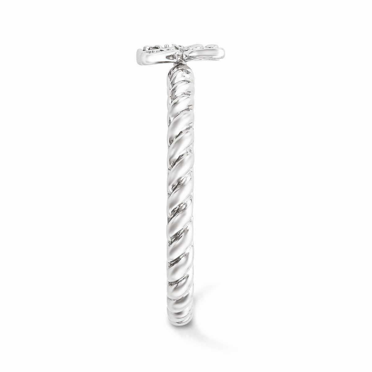 Alternate view of the Sterling Silver Stackable .035ctw I3 H-I Diamond 6mm Angel Ring by The Black Bow Jewelry Co.