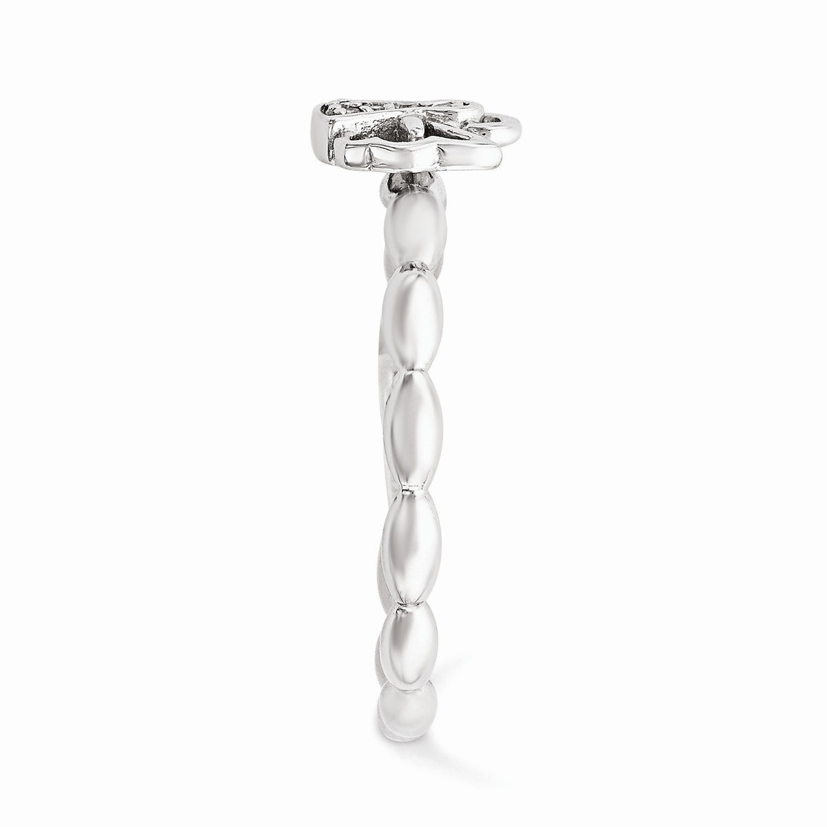 Alternate view of the Sterling Silver Stackable .025ctw I3 H-I Diamond 7mm Angel Ring by The Black Bow Jewelry Co.