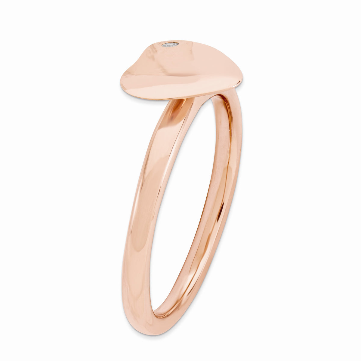 Alternate view of the 14k Rose Gold Plated Sterling Silver 8mm Heart 1pt Diamond Stack Ring by The Black Bow Jewelry Co.