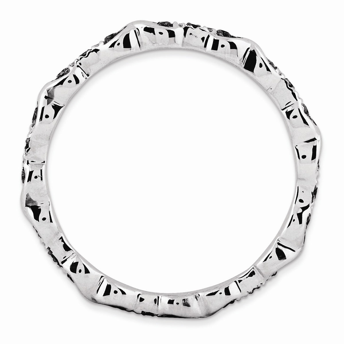 Alternate view of the 2.5mm Sterling Silver Stackable 0.15Ctw H-I White &amp; Black Diamond Band by The Black Bow Jewelry Co.