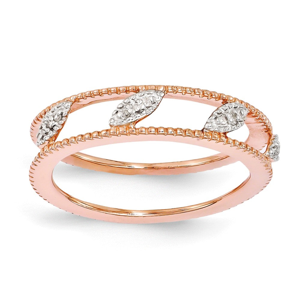 Rose Gold Tone Plated Sterling Silver Diamond Jacket Stack Ring, Item R11095 by The Black Bow Jewelry Co.
