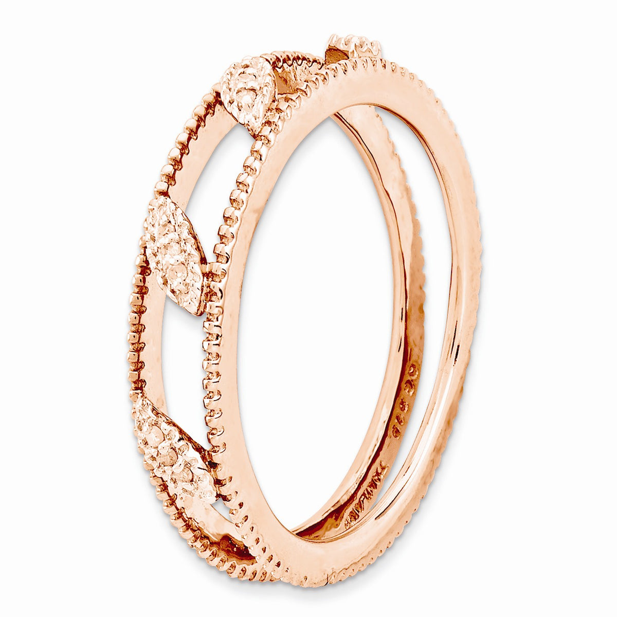 Alternate view of the Rose Gold Tone Plated Sterling Silver Diamond Jacket Stack Ring by The Black Bow Jewelry Co.