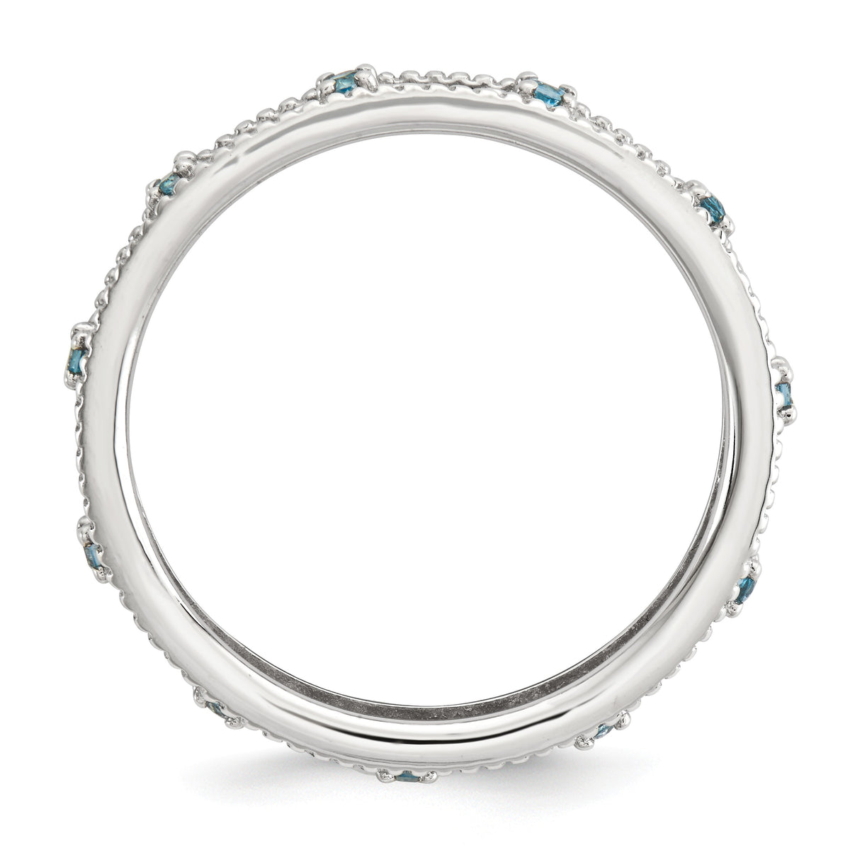 Alternate view of the 3mm Sterling Silver Stackable Expressions Blue Topaz Scroll Band by The Black Bow Jewelry Co.