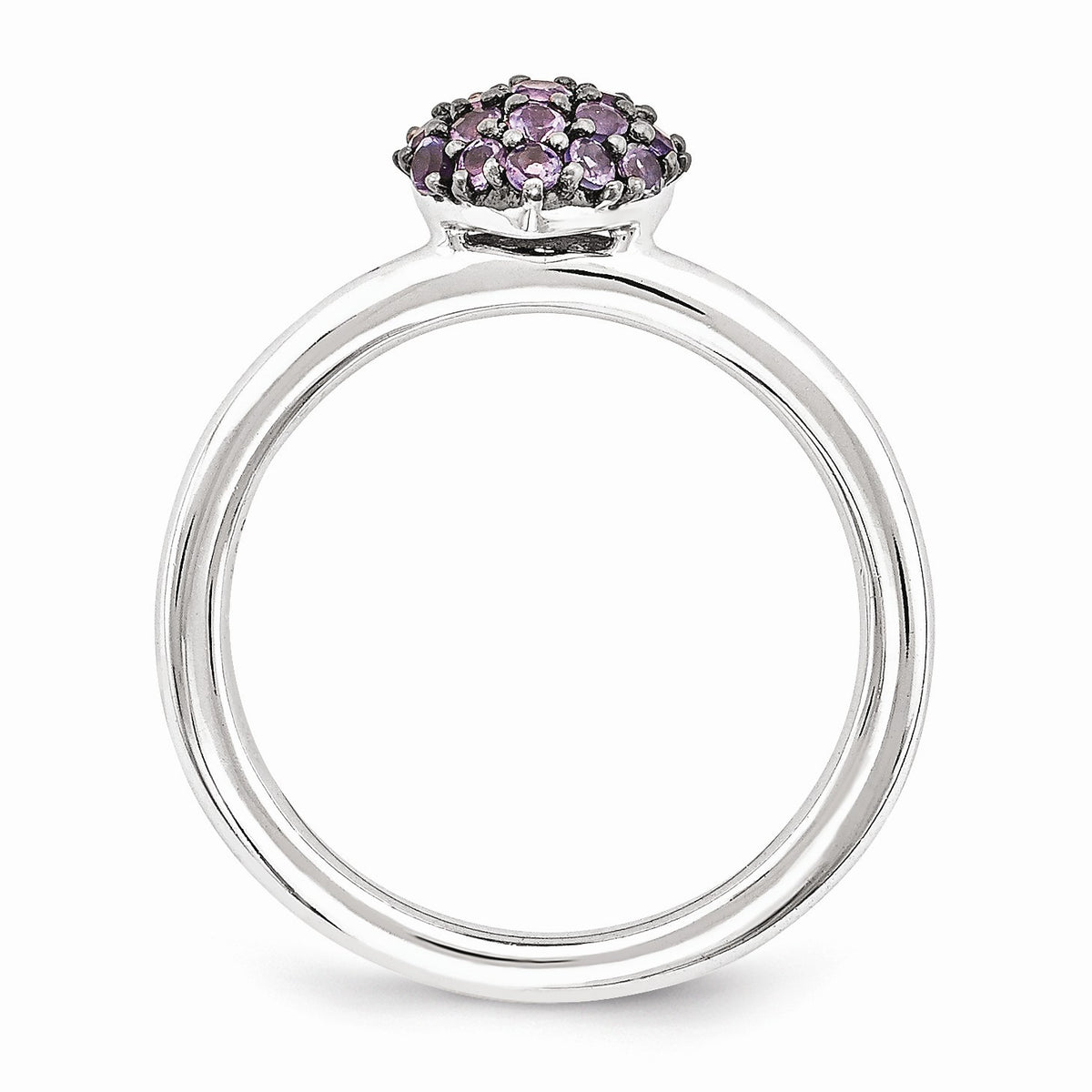 Alternate view of the Sterling Silver Amethyst Cluster Stackable Expressions 8mm Heart Ring by The Black Bow Jewelry Co.