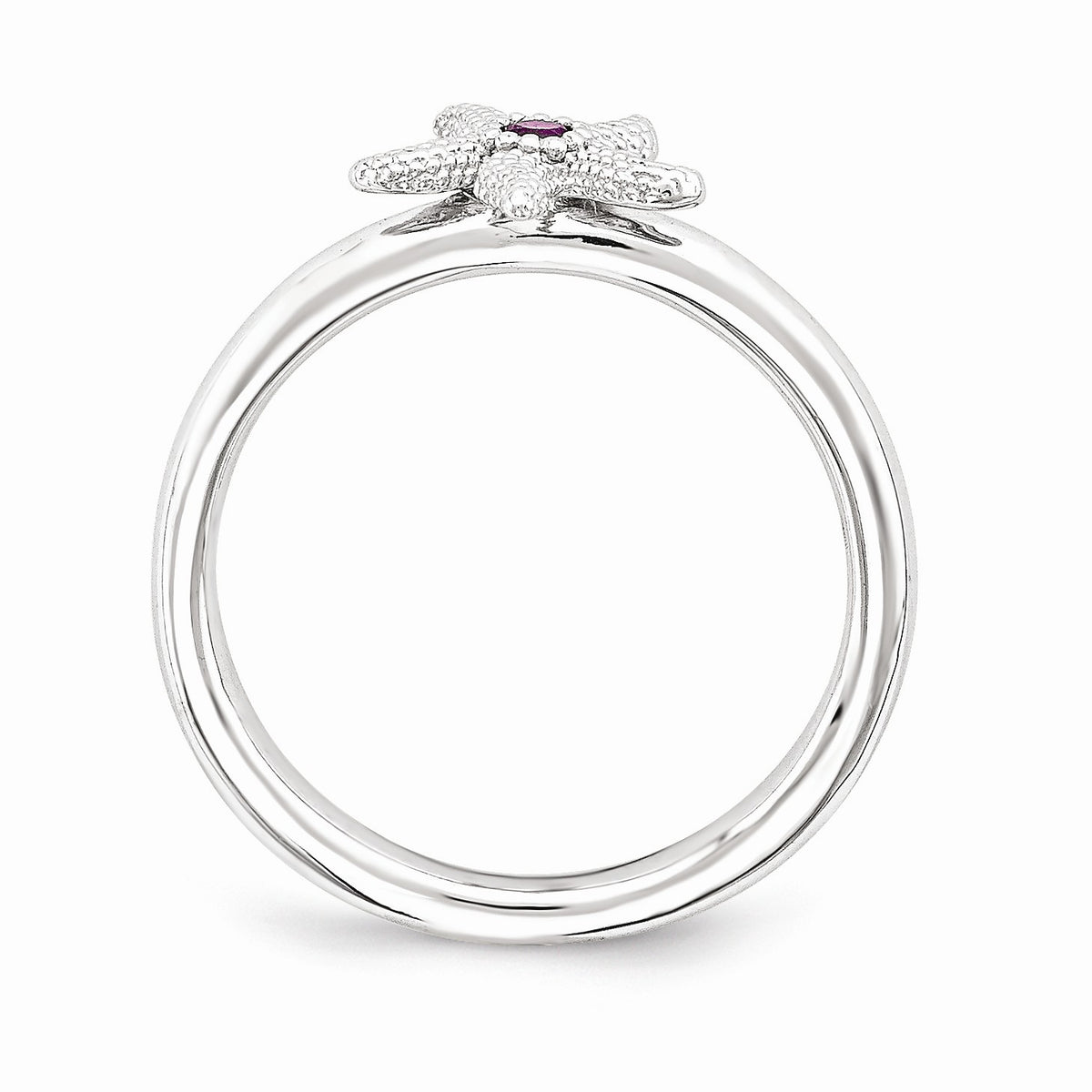 Alternate view of the Sterling Silver Stackable Expressions Amethyst 10mm Starfish Ring by The Black Bow Jewelry Co.