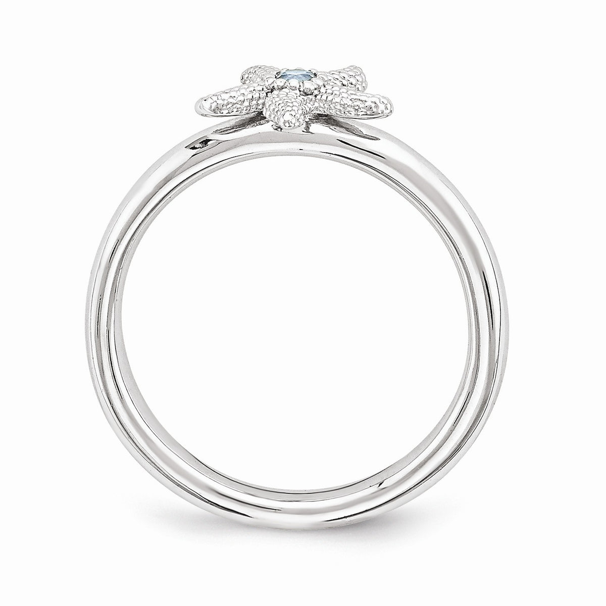 Alternate view of the Sterling Silver Stackable Expressions Blue Topaz 10mm Starfish Ring by The Black Bow Jewelry Co.