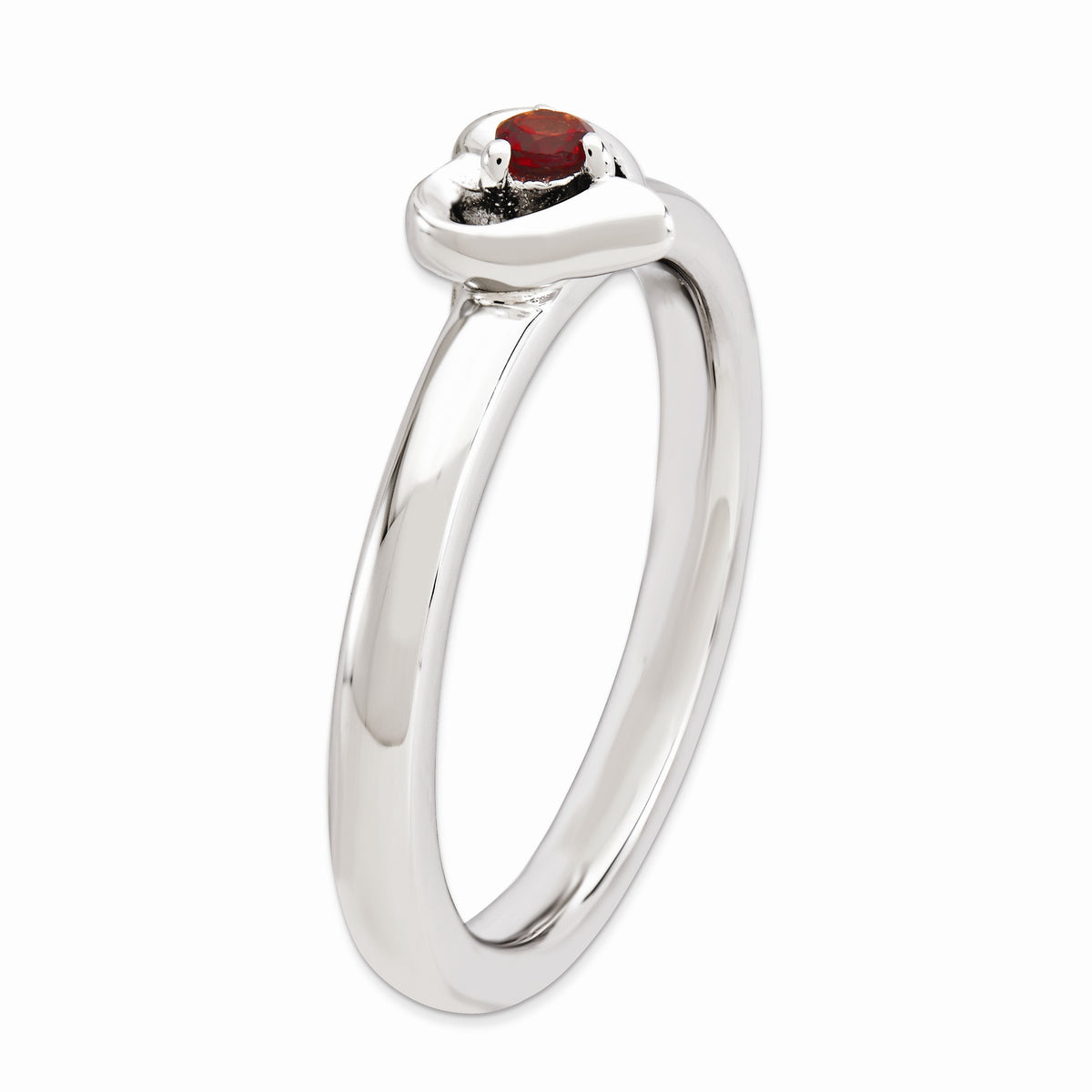 Alternate view of the Sterling Silver Stackable Expressions Garnet 6mm Heart Ring by The Black Bow Jewelry Co.