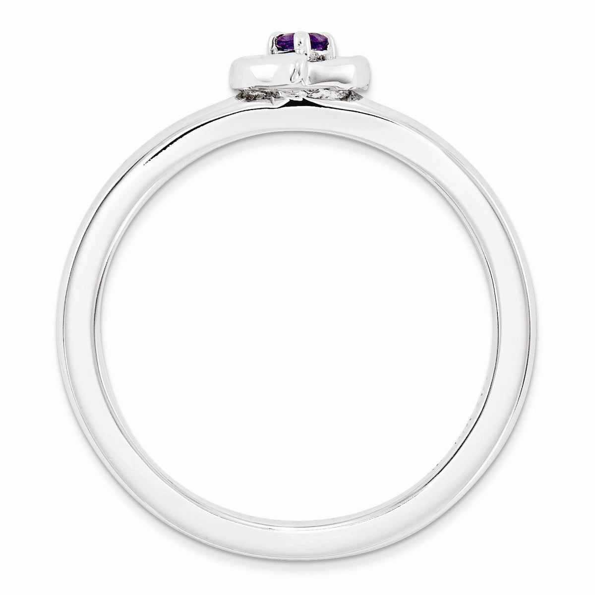 Alternate view of the Sterling Silver Stackable Expressions Amethyst 6mm Heart Ring by The Black Bow Jewelry Co.