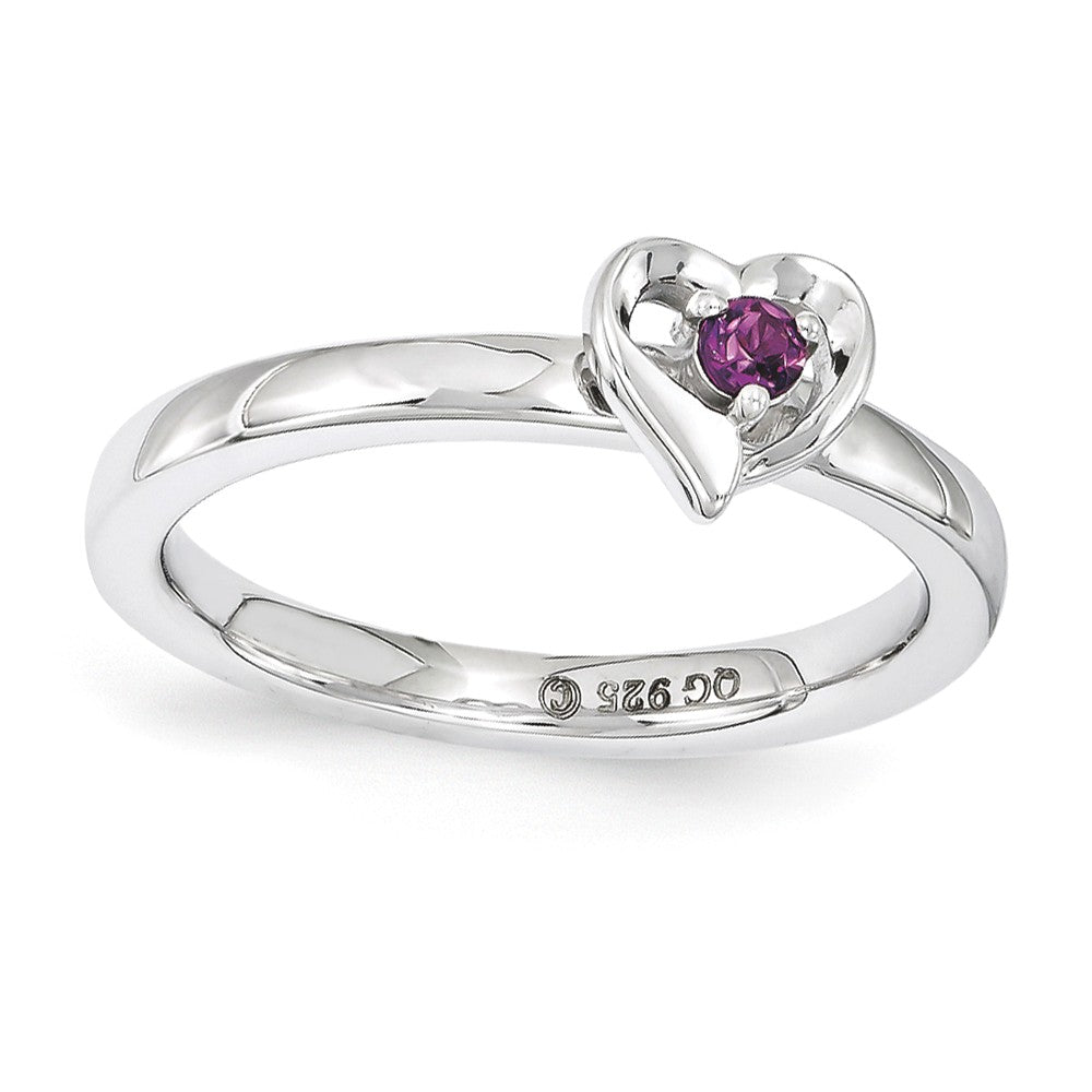 Sterling Silver Stackable Expressions Rhodolite Garnet 6mm Heart Ring, Item R11149 by The Black Bow Jewelry Co.