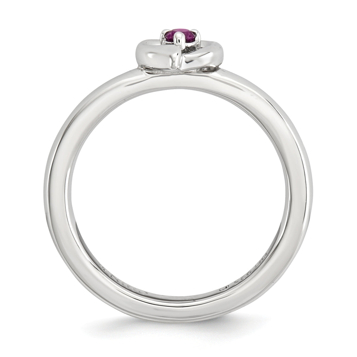 Alternate view of the Sterling Silver Stackable Expressions Rhodolite Garnet 6mm Heart Ring by The Black Bow Jewelry Co.