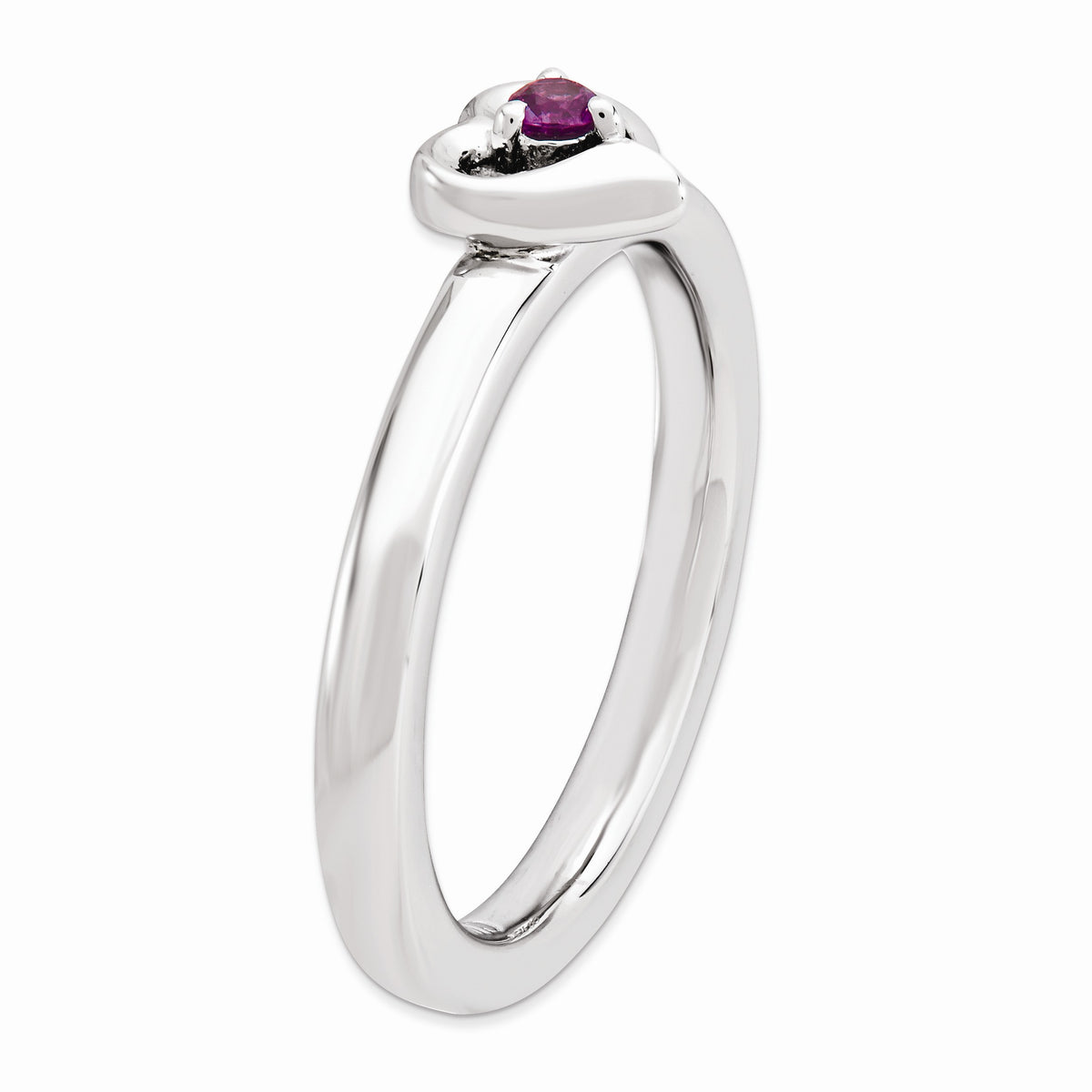 Alternate view of the Sterling Silver Stackable Expressions Rhodolite Garnet 6mm Heart Ring by The Black Bow Jewelry Co.