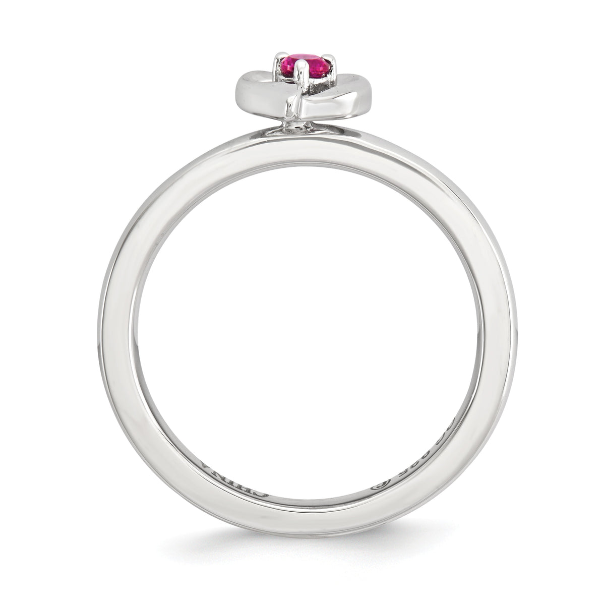 Alternate view of the Sterling Silver Stackable Expressions Created Ruby 6mm Heart Ring by The Black Bow Jewelry Co.