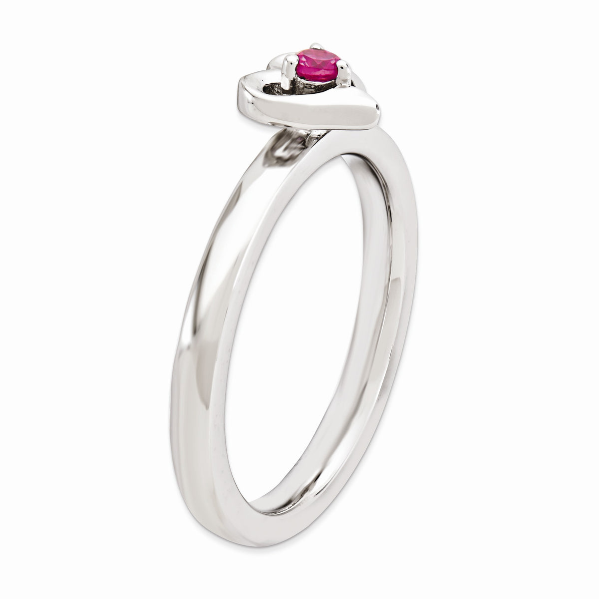 Alternate view of the Sterling Silver Stackable Expressions Created Ruby 6mm Heart Ring by The Black Bow Jewelry Co.