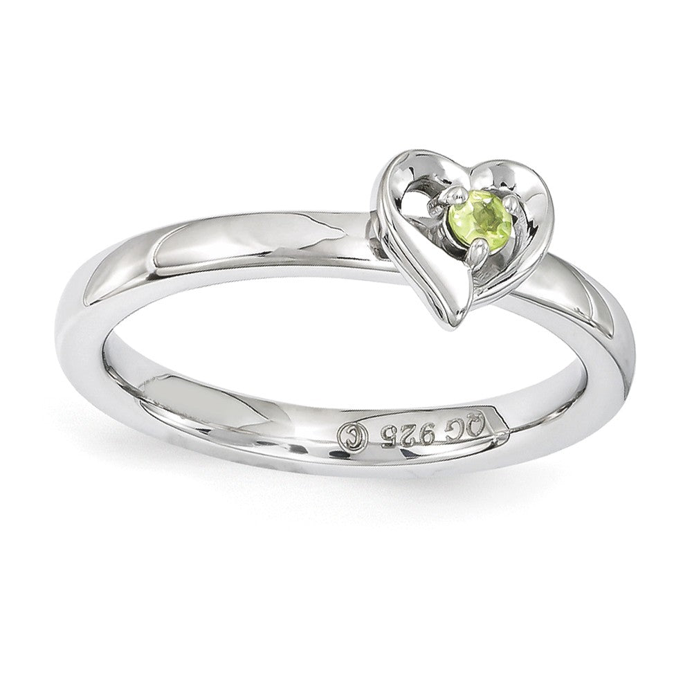 Sterling Silver Stackable Expressions Peridot Heart Ring ユニ