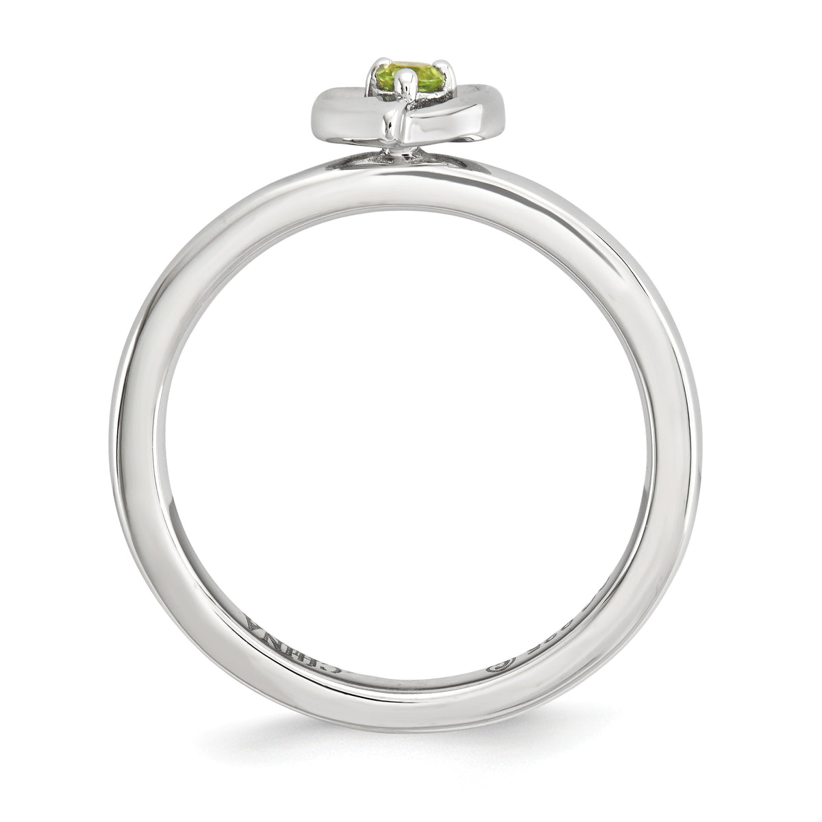 Alternate view of the Sterling Silver Stackable Expressions Peridot 6mm Heart Ring by The Black Bow Jewelry Co.